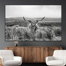 Monochrome Highland Cow Wall Art Canvas Print – Framed by MyGreatCanvas | Canvas Wall Art Prints | Photo Prints & Wall Decor