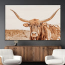 Longhorn Bull Wall Art Canvas Print – Framed Western Cow