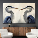 Blue Heron Pair Wall Art Canvas Print – Framed Coastal Bird