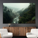 Misty Forest Wall Art Canvas Print – Framed Foggy River
