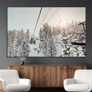 Frosty Pines Wall Art Canvas Print – Framed Cozy Cabin Ski