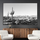 Saguaro Cactus Wall Art Canvas Print – Framed Monochrome