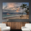 Tropical Storm Wall Art Canvas Print – Framed Moody Beach