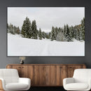 Frosty Pines Wall Art Canvas Print – Framed Silent Snowfall