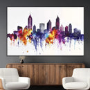 Atlanta Skyline Wall Art Canvas Print – Framed Colorful