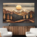 Wooden Mountain Layers Art – Rustic Pine Tree Landscape by MyGreatCanvas | Canvas Wall Art Prints | Photo Prints & Wall Decor