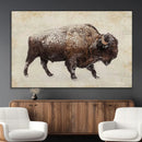 Snow-dusted bison silhouette textured vintage style rugged by MyGreatCanvas | Canvas Wall Art Prints | Photo Prints & Wall Decor