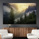 Misty Forest Sunrise Mountain Valley Pine Trees Foggy by MyGreatCanvas | Canvas Wall Art Prints | Photo Prints & Wall Decor