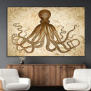 Sepia Octopus Wall Art Abstract Animal Canvas Print