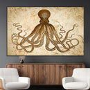 Sepia Octopus Wall Art Abstract Animal Canvas Print