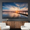 Wooden Pier on Seascape and Sunset Wall Art Canvas Print by MyGreatCanvas | Canvas Wall Art Prints | Photo Prints & Wall Decor
