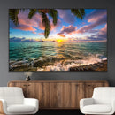 Framed Tropical Sunset Art Canvas Print