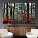 Autumn Forest Wall Art – Enchanting Red Leaves Canvas Print,