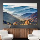 Misty Mountain Sunrise Triptych Canvas Print – Autumn
