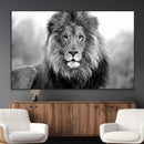 Black and White Lion Canvas Wall Art – Animal Print Artwork
