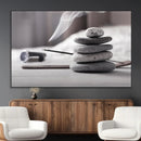 Burning Incense and Zen Stones Buddhism Wall Art, Zen Stones