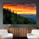 Forest Landscape Wall Art Sunset Canvas, Forest Sunset