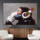 Dj Monkey Listening to Music Wall Art Print | Banksy Monkey by MyGreatCanvas | Canvas Wall Art Prints | Photo Prints & Wall Decor