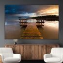 Serene Lake Pier at Sunset Canvas Print | Landscape Canvas