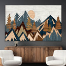 Abstract Wood Panel Effect Mountain Range Top Wall Art
