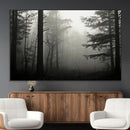 Misty Forest Wall Art Premium Canvas Print a Foggy and