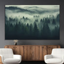 Misty Forest Wall Art Premium Canvas Print a Foggy and