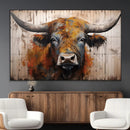 Scottish Highland Cow Cattle Art Print on Wood Style by MyGreatCanvas | Canvas Wall Art Prints | Photo Prints & Wall Decor