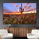 Arizona Desert Wall Art Canvas Print - Framed Deser Sunset