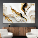 Gold Waves on Pure White Canvas – Gold Abstract Art for