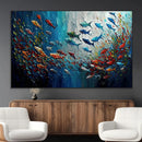 Modern Abstract Fish Shoal Wall Art Canvas Print, Colorful