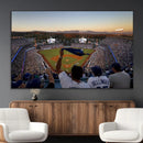 Dodger Stadium Sunset Game Triple Canvas Wall Art - Los