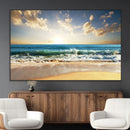Golden Sunset Beach Triptych Canvas Wall Art for Living Room