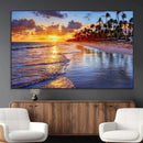 Serene Beach Sunset Wall Art Canvas- Coastal Seascape Print