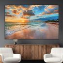Serene Beach Sunset Wall Art | Coastal Ocean Canvas Print |