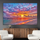 Vibrant Sunset Beach Wall Art - Ocean Sunset Canvas Print |