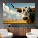 Longhorn in the Prairie - Stunning Ranch-Style Triptych Wall