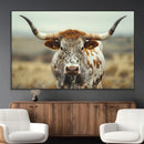 Texas Cow Longhorn Wall Art Canvas Print for Farm House Wall