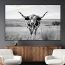 Texas Cow Longhorn Wall Art Canvas Print for Farm House Wall