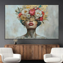 Golden Petal Wall Art Canvas Print - Silhouette Woman Wall