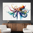 Watercolor Vibrant Octopus Wall Art Canvas Print | Abstract