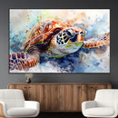 Watercolor Sea Turtle Wall Art Canvas Print - Vibrant Ocean