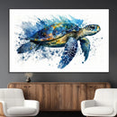 Turtle Wall Art Canvas Print, Framed Watercolor Turtle Art