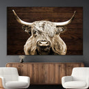 Highland Cow Wall Art Canvas Print, Rustic Farmhouse Decor,