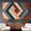 Geometric Wood Art Wall Decor Canvas Print, Rustic Wooden