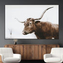 Rustic Bull Wall Art Canvas Print – Modern Longhorn