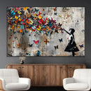 Banksy Wall Art - Banksy Girl and Butterfly Explosion Wall