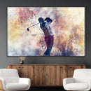 Abstract Watercolor Golf Player Wall Art Canvas Print