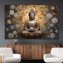 Golden Buddha Wall Art Canvas Print | Zen Meditation Floral