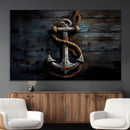 3 Panel Grunge Abstract Anchor Wall Art Canvas Print Set
