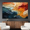 Blue Orange Abstract Wave Wall Art Canvas Print, Framed Blue